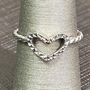 10k white gold heart ring with braided band from Zales.